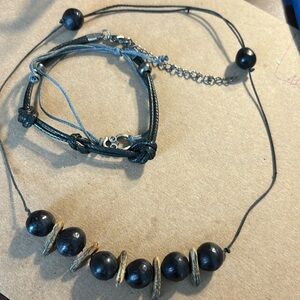 Men’s beaded rope necklace and bracelets